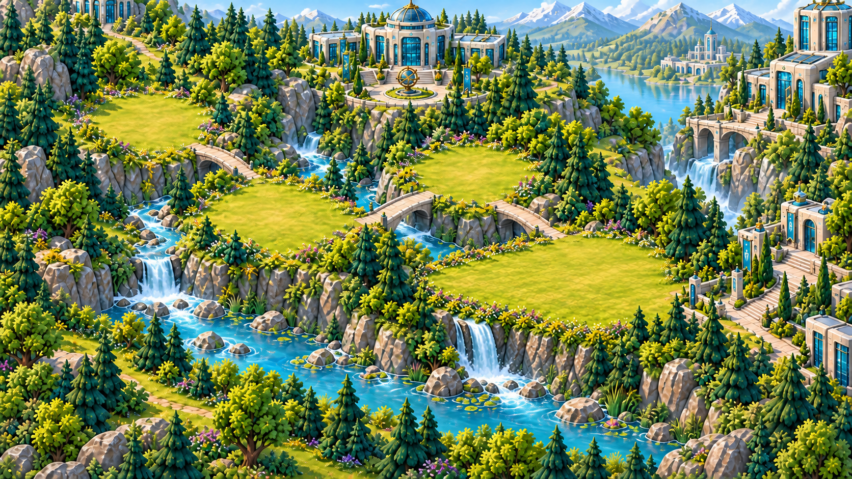 Illustrated Meadow Campus campaign landscape